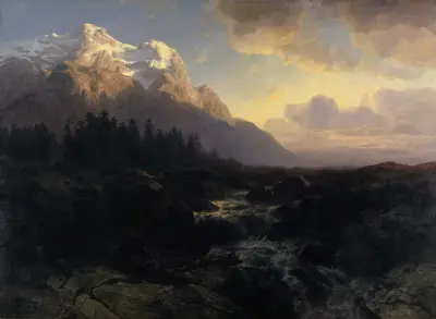 The Rosenlaui Valley with the Wetterhorn av Alexandre Calame