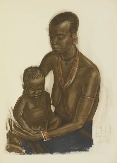 Femme M’Gogo avec son enfant (Dodoma) av Alexandre Jacovleff