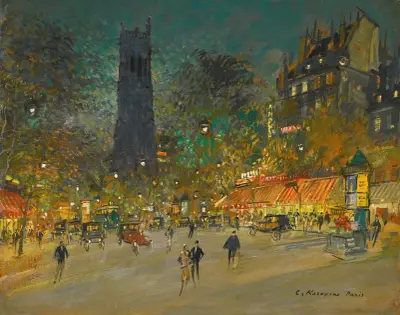 La Tour Saint Jacques av Konstantin Alexeevich Korovin