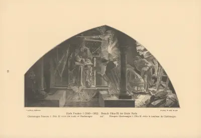 Charlemagne Frescoes I; Otto III visits the tomb of Charlemagne, Alfred Rethel