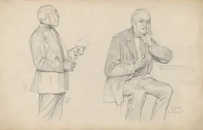 A thinking man in a standing and sitting position. av Alfred Schmidt