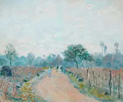 Chemin de Prunay à Louveciennes av Alfred Sisley