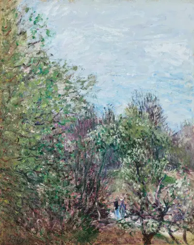 Dvě postavy na okraji lesa, Veneux-Nadon, Alfred Sisley