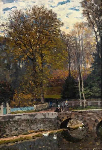 La Mare aux canards, château du Pont, Louveciennes av Alfred Sisley