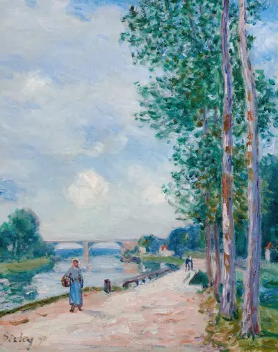 Les bords du Loing près de Moret av Alfred Sisley