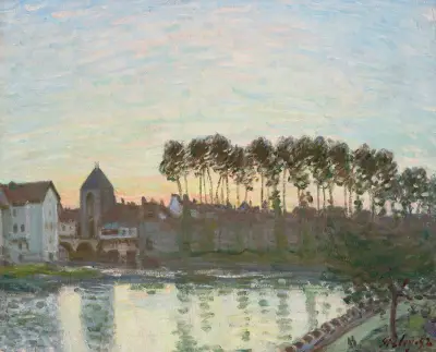 Moret-sur-Loing au soleil couchant av Alfred Sisley