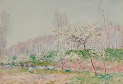Pommiers en fleurs av Alfred Sisley