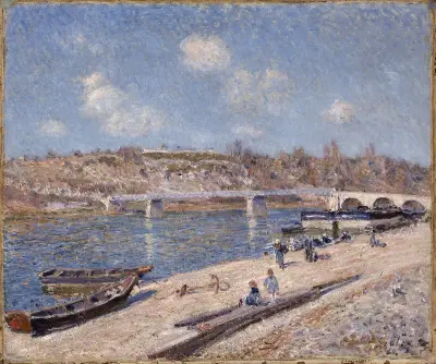 The Beach at Saint-Mammès av Alfred Sisley