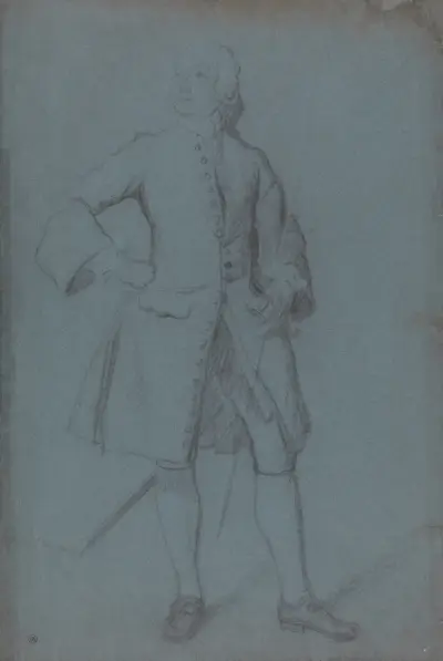 Man Standing Holding a Staff in His Left Hand, Full Length av Allan Ramsay