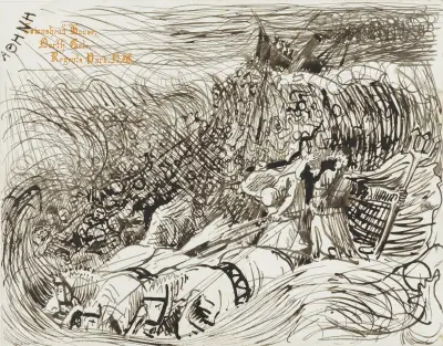 Tonący statek parowy i Neptun z trójkonnym zaprzęgiem wśród fal, Lawrence Alma-Tadema