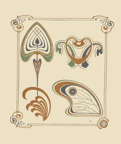 Abstract design based on wings and leaf shapes. av Alphonse Mucha