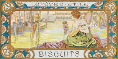 Design for a box of Lefèvre-Utile biscuits av Alphonse Mucha