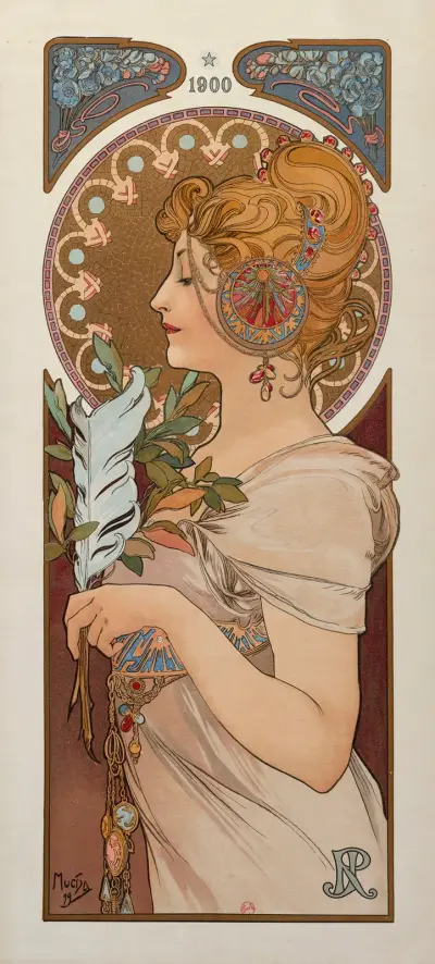 La Plume, 1899 av Alphonse Mucha