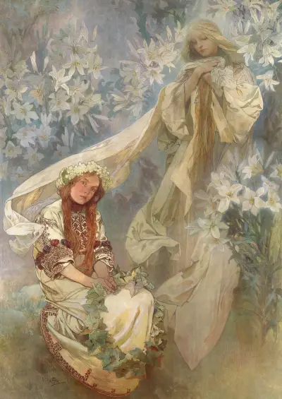Madonna of the Lilies av Alphonse Mucha