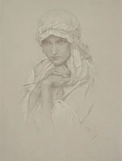 Portrait of the Artist’s Daughter in Slavic Dress av Alphonse Mucha