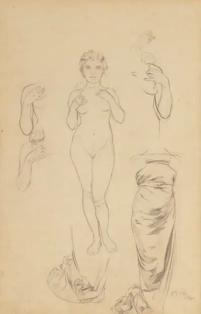Preliminary design for ‘The Rose’ av Alphonse Mucha