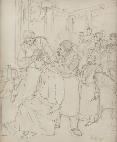 Study for Premier Shampooing d’Absalon av Alphonse Mucha
