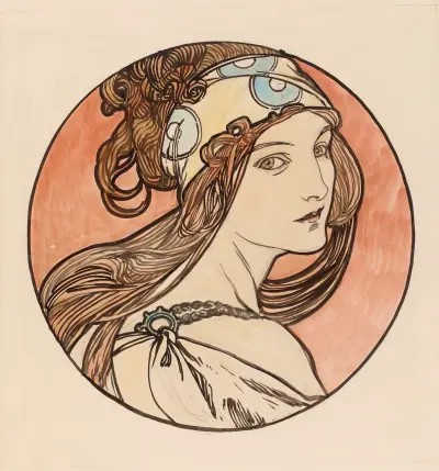 Vitrail pour la façade de la boutique Fouquet – nr 5 av Alphonse Mucha