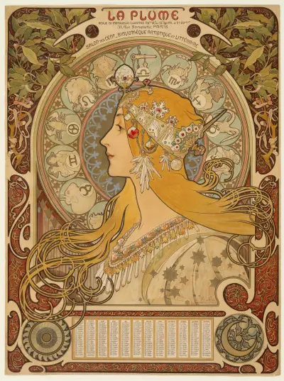 Zodiaque (La Plume) av Alphonse Mucha