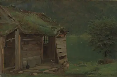 Farmhouse at Balestrand av Amaldus Nielsen