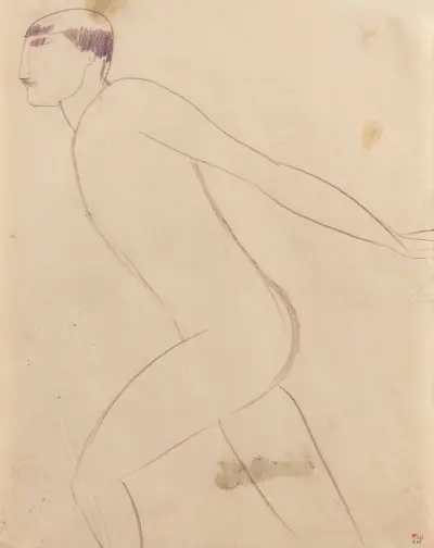 Atlet z trhu nebo cirkusu v profilu, Amedeo Modigliani