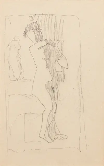Stojící akt ve tříčtvrtečním pohledu doprava, 1905 – Nr. 1, Amedeo Modigliani