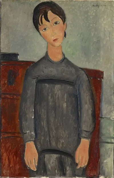 Girl Standing In Black Pinafore, Amedeo Modigliani