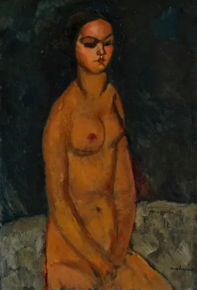 Sedící akt, 1908, Amedeo Modigliani