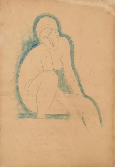 Sedící akt, 1913, Amedeo Modigliani