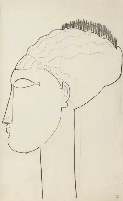 Hlava z profilu doleva, Amedeo Modigliani