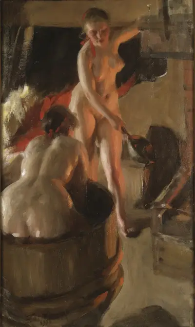 Badande dalkullor av Anders Zorn