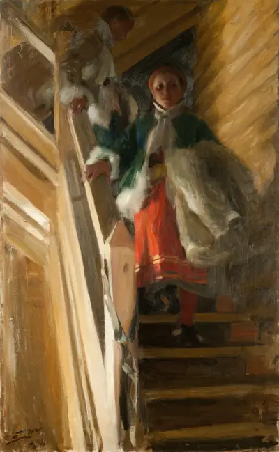 På vindstrappan av Anders Zorn