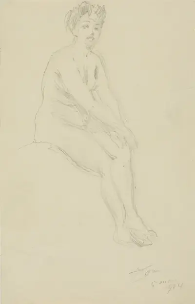 Sittande naken kvinna av Anders Zorn