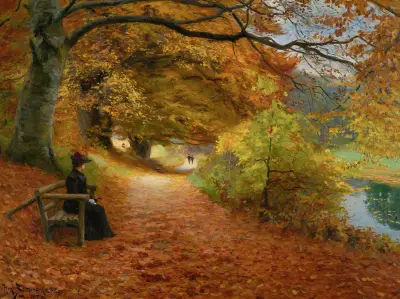 Wooded Path In Autumn av Hans Andersen Brendekilde