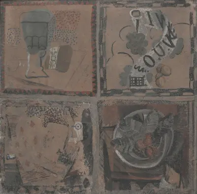 Four paintings on tile (Quatre peintures sur un carreau) Avignon, France av André Derain