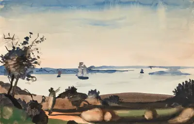 Paysage au bord de la mer av André Derain
