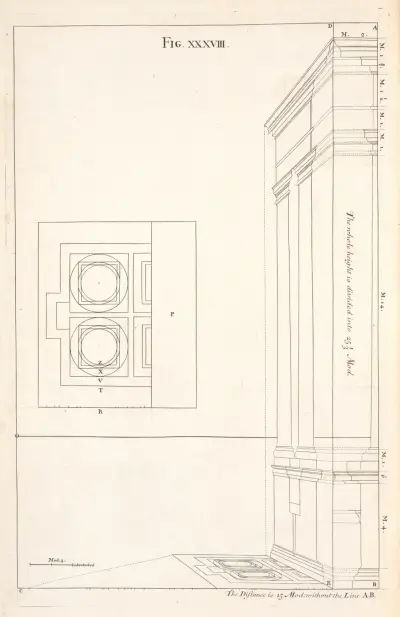 Preparatory to the thirty-ninth. [Outline and perspective lines.], Andrea Pozzo