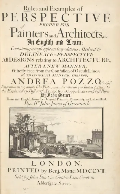 Rules and examples of perspective, proper for painters and architects, etc – Title Page, Andrea Pozzo