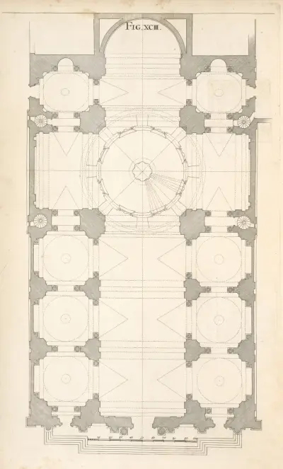 The geometrical plan of the church of S. Ignatius at Rome, Andrea Pozzo