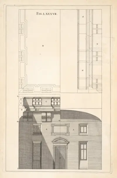 The preparation necessary to the following figure, and to all other horizontal perspectives, whether on flat or vaulted ceilings., Andrea Pozzo