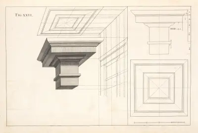 The Tuscan entablature in perspective, Andrea Pozzo