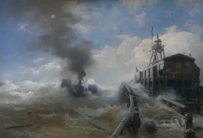 A Tug Leaving the Port of Ostend, Andreas Achenbach
