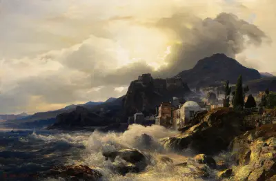 Abendstimmung an der griechischen Küste, Andreas Achenbach