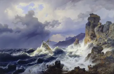 Storm at Sea off the Norwegian Coast av Andreas Achenbach