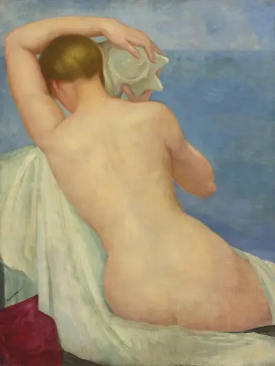 Desnudo de espalda con caracol av Ángel Zárraga
