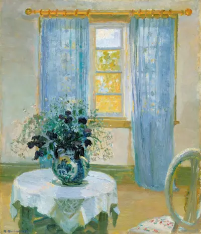 Interior with clematis av Anna Ancher