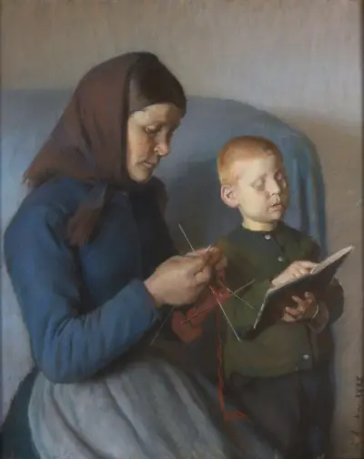 Lektien gennemgåes av Anna Ancher