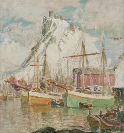I hamnen i Svolvær. Studie från Lofoten av Anna Boberg