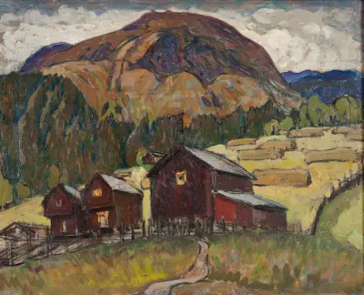 Sommarlandskap med fäbodar. Studie från Nordnorge av Anna Boberg
