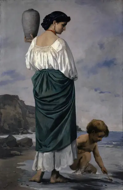Na plaży, rybacka dziewczyna w Antium, Anselm Feuerbach